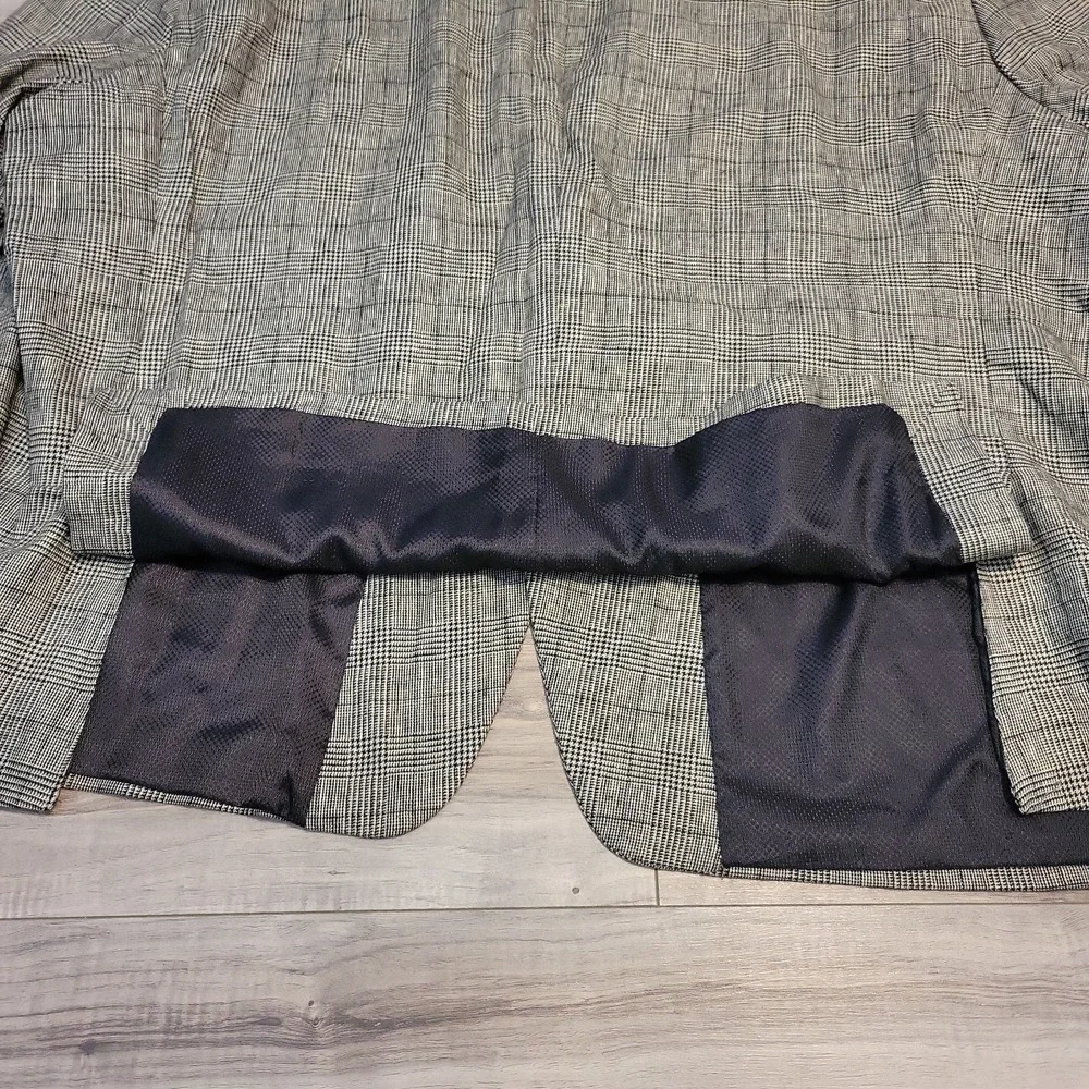 Oak Hill Blazer Men 4XL 58R/60R Gray Glen Plaid Linen Blend Double Vent Big Tall